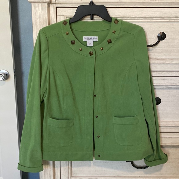 Sag Harbor Jackets & Blazers - So Soft Casual Green Lightweight Jacket Size S
